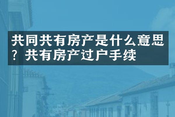 共同共有房产是什么意思？共有房产过户手续