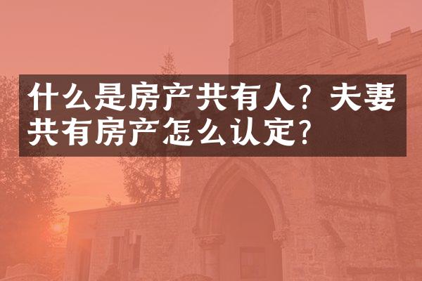 什么是房产共有人？夫妻共有房产怎么认定？