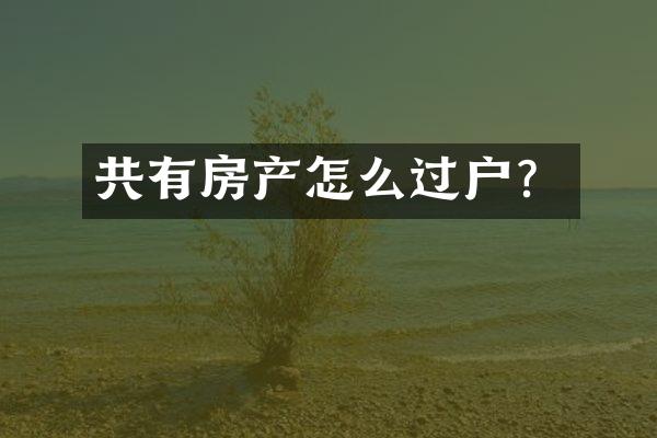 共有房产怎么过户？