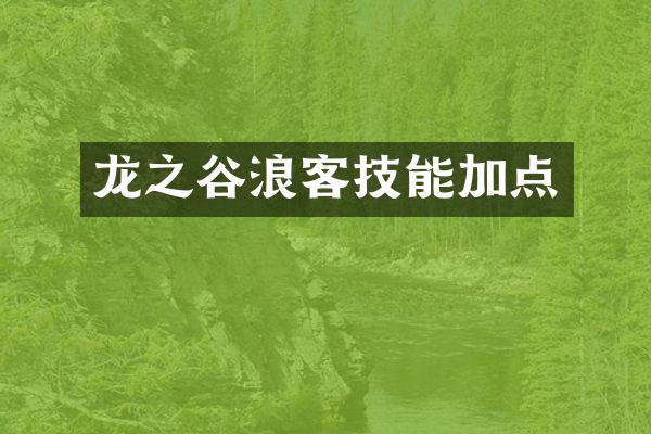 龙之谷浪客技能加点