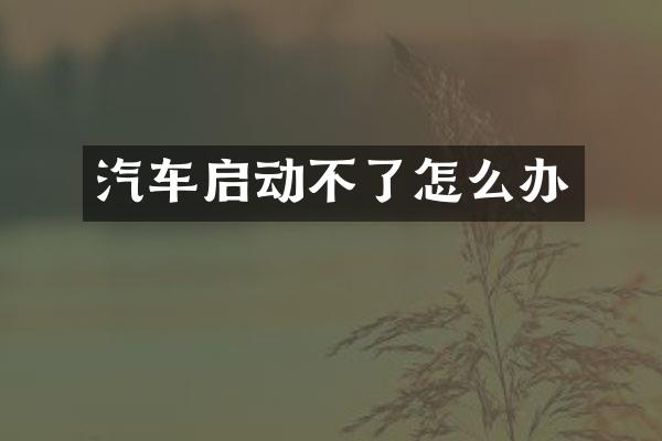 汽车启动不了怎么办