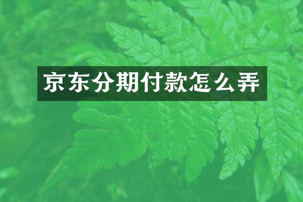 京东分期付款怎么弄