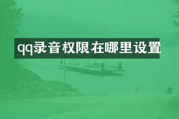 qq录音权限在哪里设置