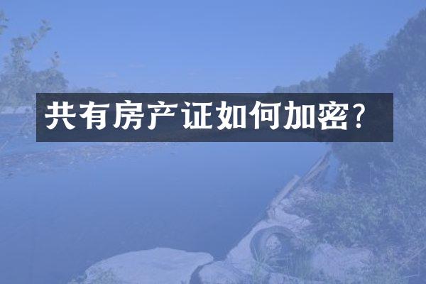 共有房产证如何加密？