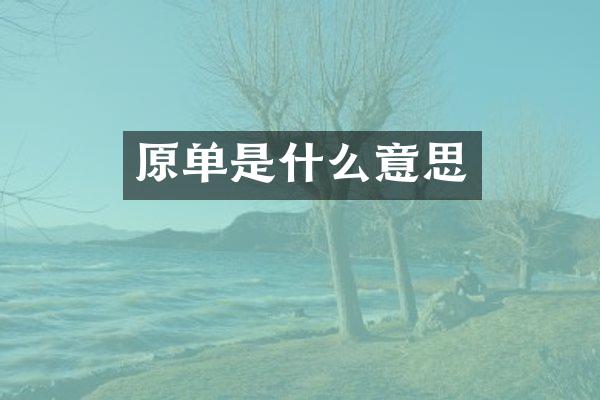 原单是什么意思