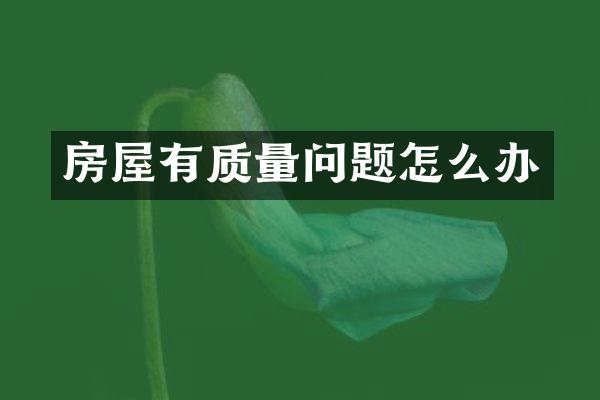 房屋有质量问题怎么办