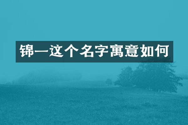 锦一这个名字寓意如何