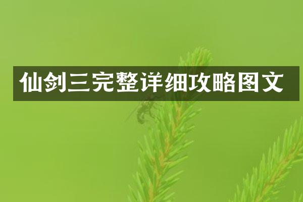 仙剑三完整详细攻略图文