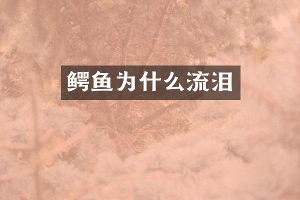鳄鱼为什么流泪