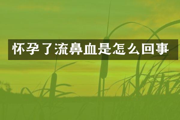 怀孕了流鼻血是怎么回事