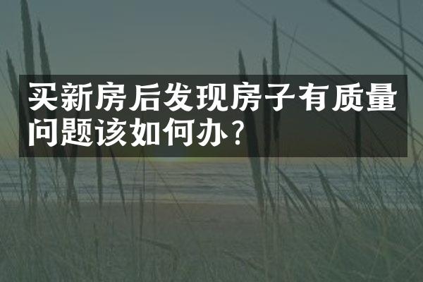 买新房后发现房子有质量问题该如何办？