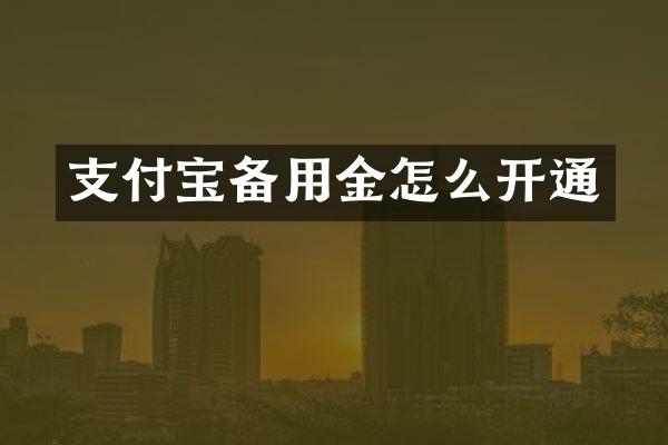支付宝备用金怎么开通