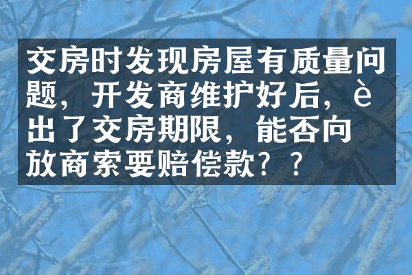 交房时发现房屋有质量问题，开发商维护好后，超出了交房期限，能否向开放商索要赔偿款？？