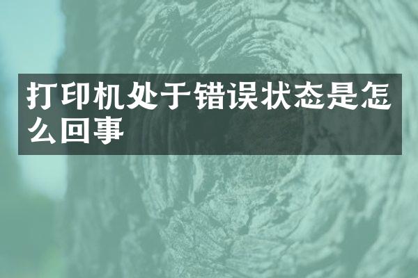 打印机处于错误状态是怎么回事