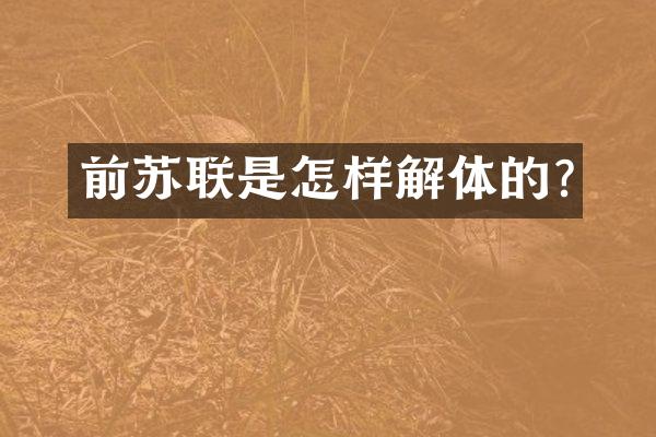 前苏联是怎样解体的?