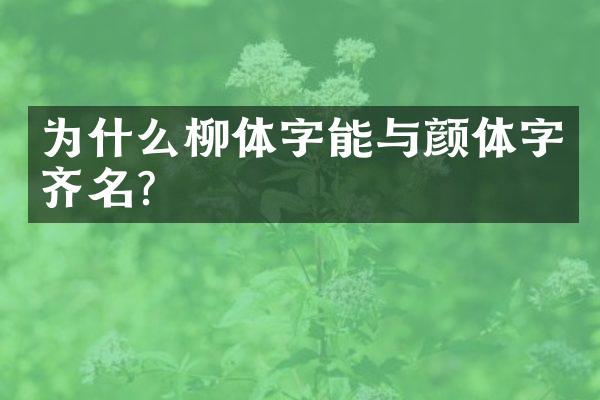 为什么柳体字能与颜体字齐名?