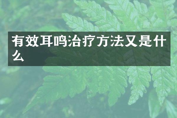 有效耳鸣治疗方法又是什么