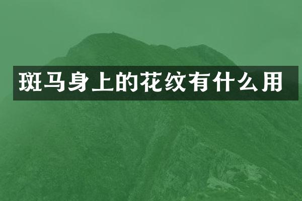 斑马身上的花纹有什么用