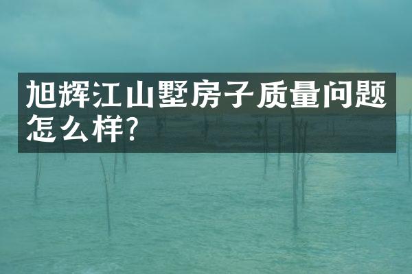 旭辉江山墅房子质量问题怎么样？