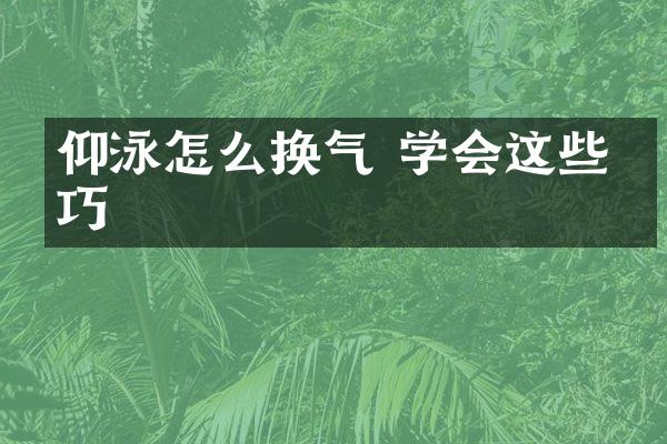 仰泳怎么换气 学会这些技巧