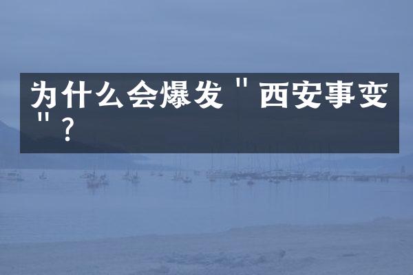 为什么会爆发＂西安事变＂？