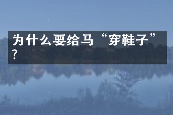 为什么要给马“穿鞋子”？