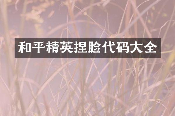 和平精英捏脸代码大全
