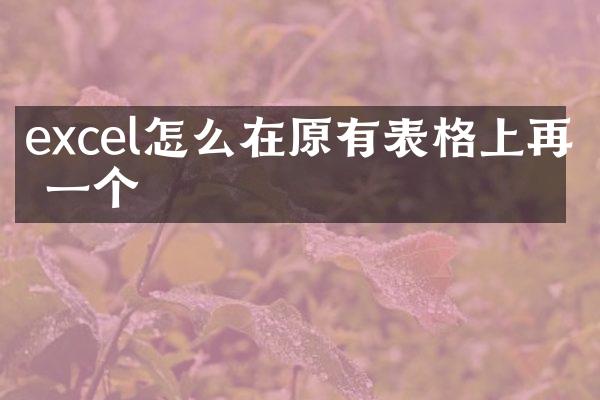 excel怎么在原有表格上再加一个