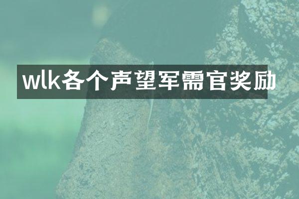 wlk各个声望军需官奖励
