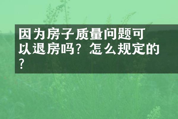 ﻿﻿因为房子质量问题可以退房吗？怎么规定的呢？