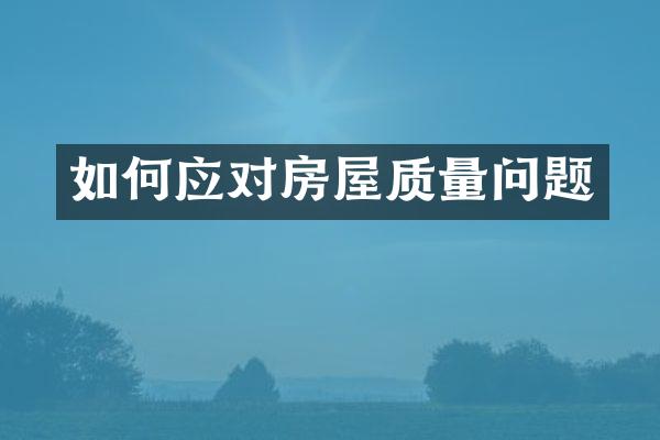 如何应对房屋质量问题