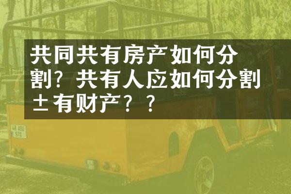 ﻿﻿共同共有房产如何分割？共有人应如何分割共有财产？？