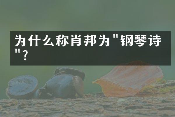 为什么称肖邦为"钢琴诗人"?