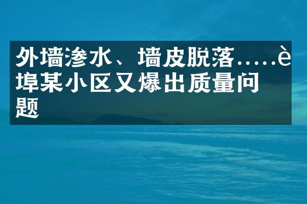 外墙渗水、墙皮脱落.....蚌埠某小区又爆出质量问题