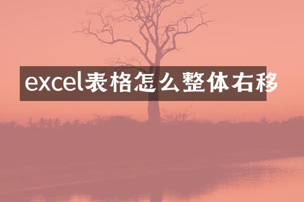 excel表格怎么整体右移