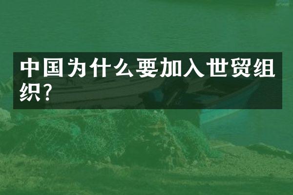 中国为什么要加入世贸组织?