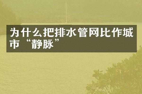 为什么把排水管网比作城市“静脉”