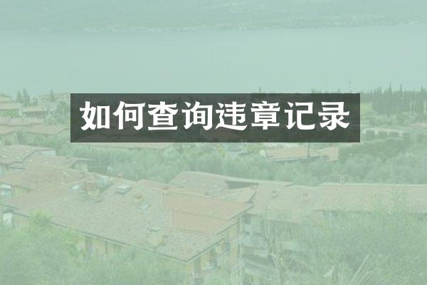 如何查询违章记录