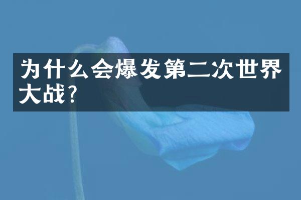为什么会爆发第二次世界大战?