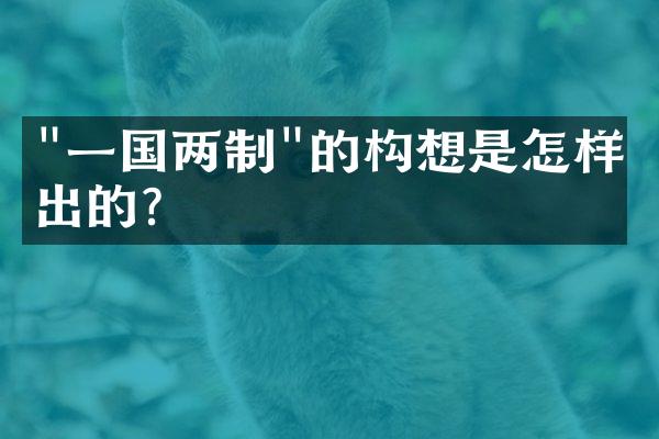 "一国两制"的构想是怎样提出的?