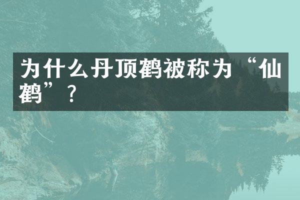 为什么丹顶鹤被称为“仙鹤”？