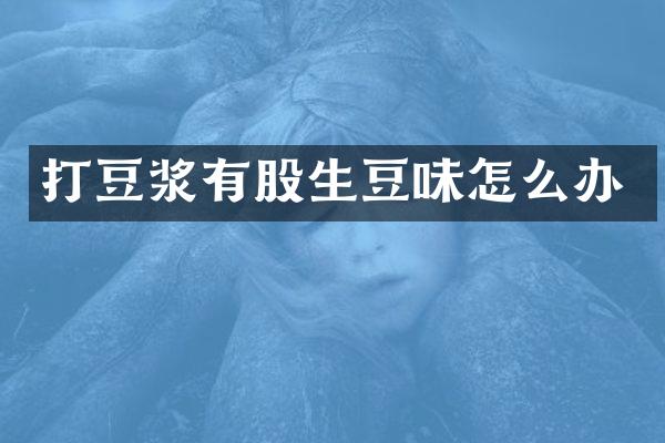 打豆浆有股生豆味怎么办