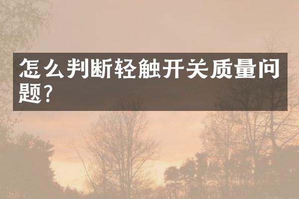 怎么判断轻触开关质量问题？