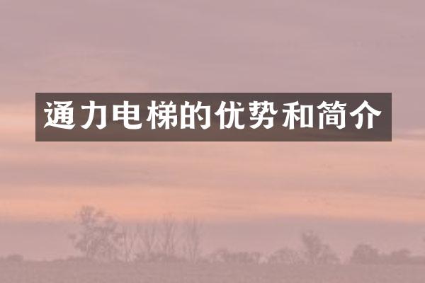通力电梯的优势和简介