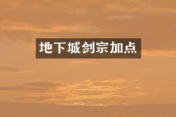 地下城剑宗加点