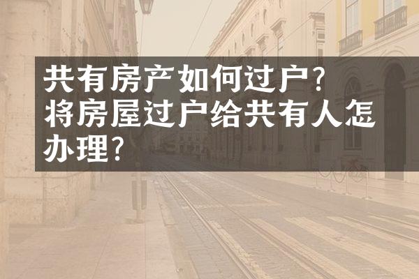 ﻿﻿共有房产如何过户？将房屋过户给共有人怎么办理?