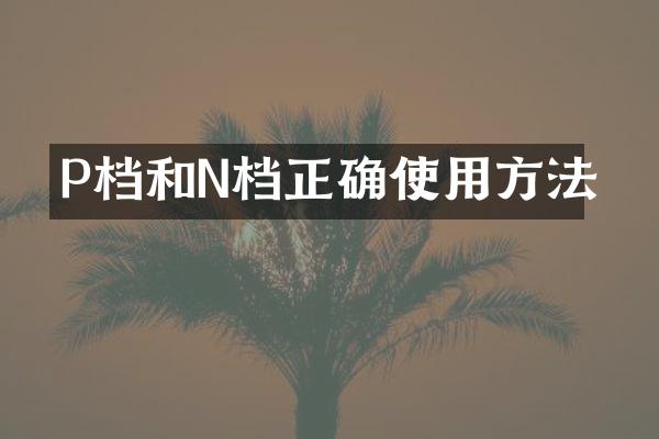 P档和N档正确使用方法