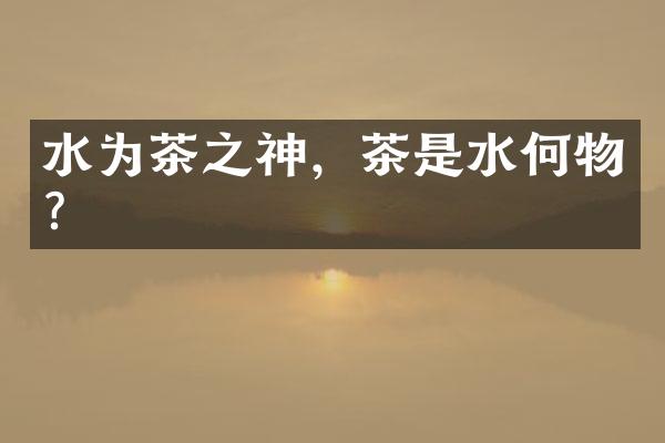 水为茶之神，茶是水何物?