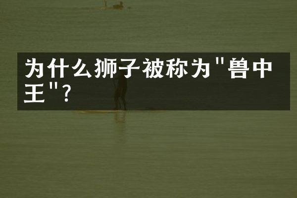 为什么狮子被称为"兽中之王"?