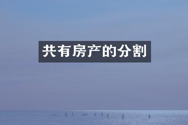 共有房产的分割
